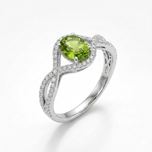 Peridot Women Ring - Infinity Halo