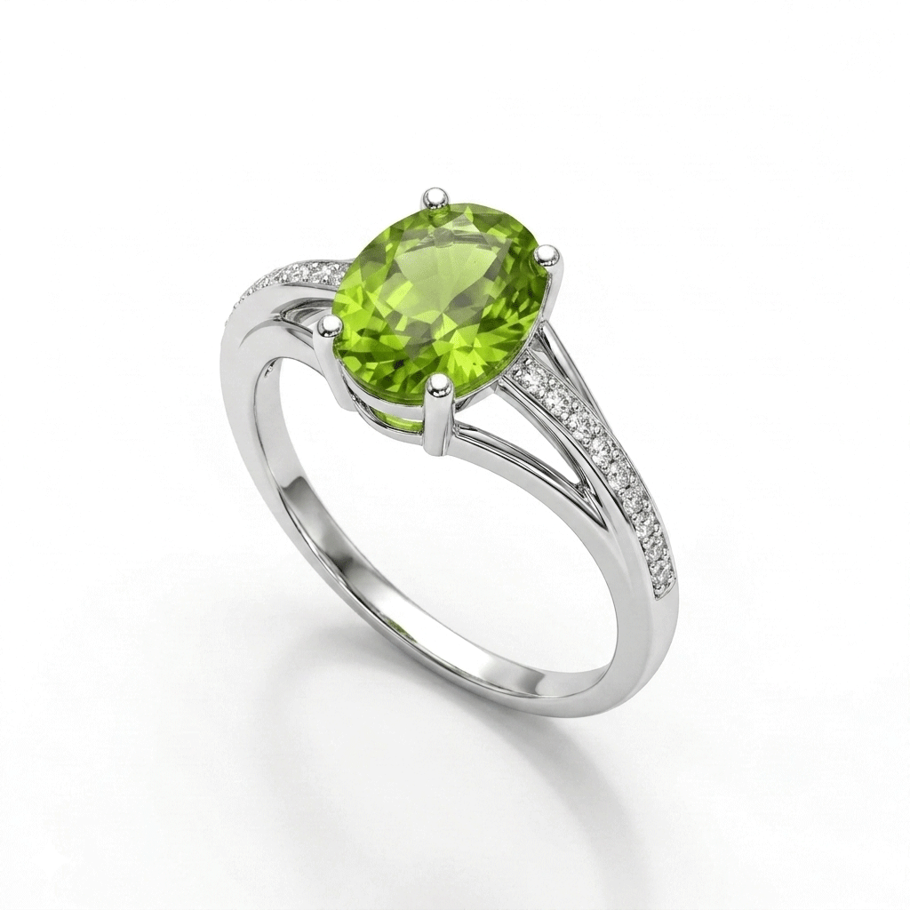 Peridot Women Ring - Contoured Split Band