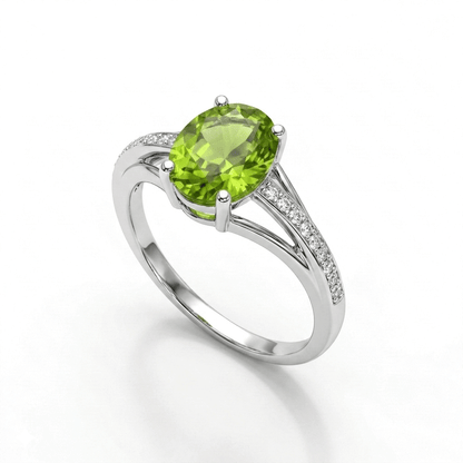 Peridot Women Ring - Contoured Split Band
