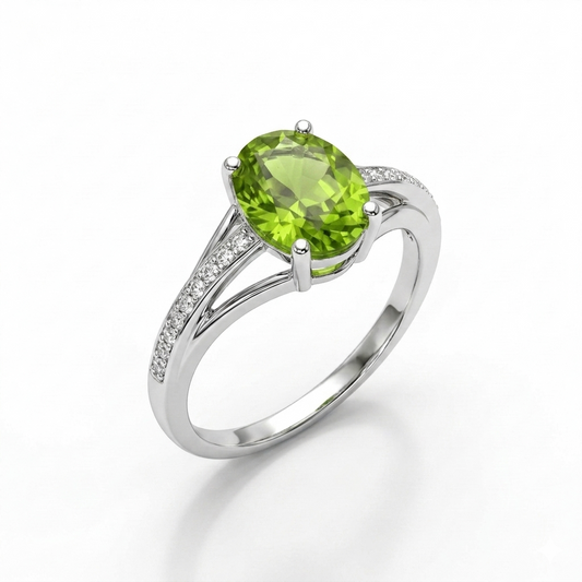 Peridot Women Ring - Contoured Split Band