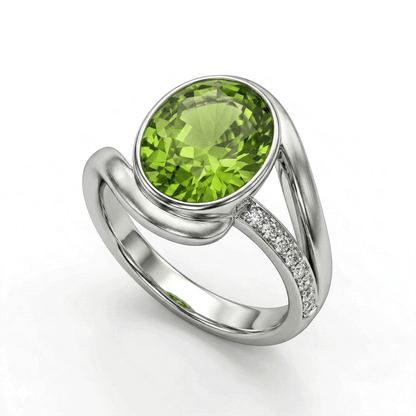 Peridot Women Ring - Modern Contour Bezel
