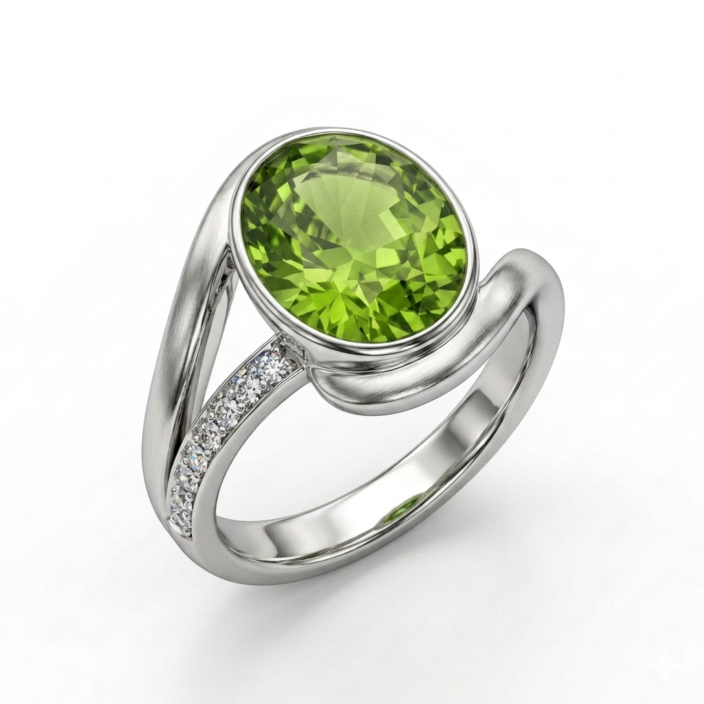 Peridot Women Ring - Modern Contour Bezel