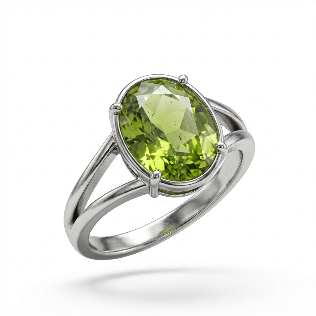 Peridot Women Ring - Strand Solitaire