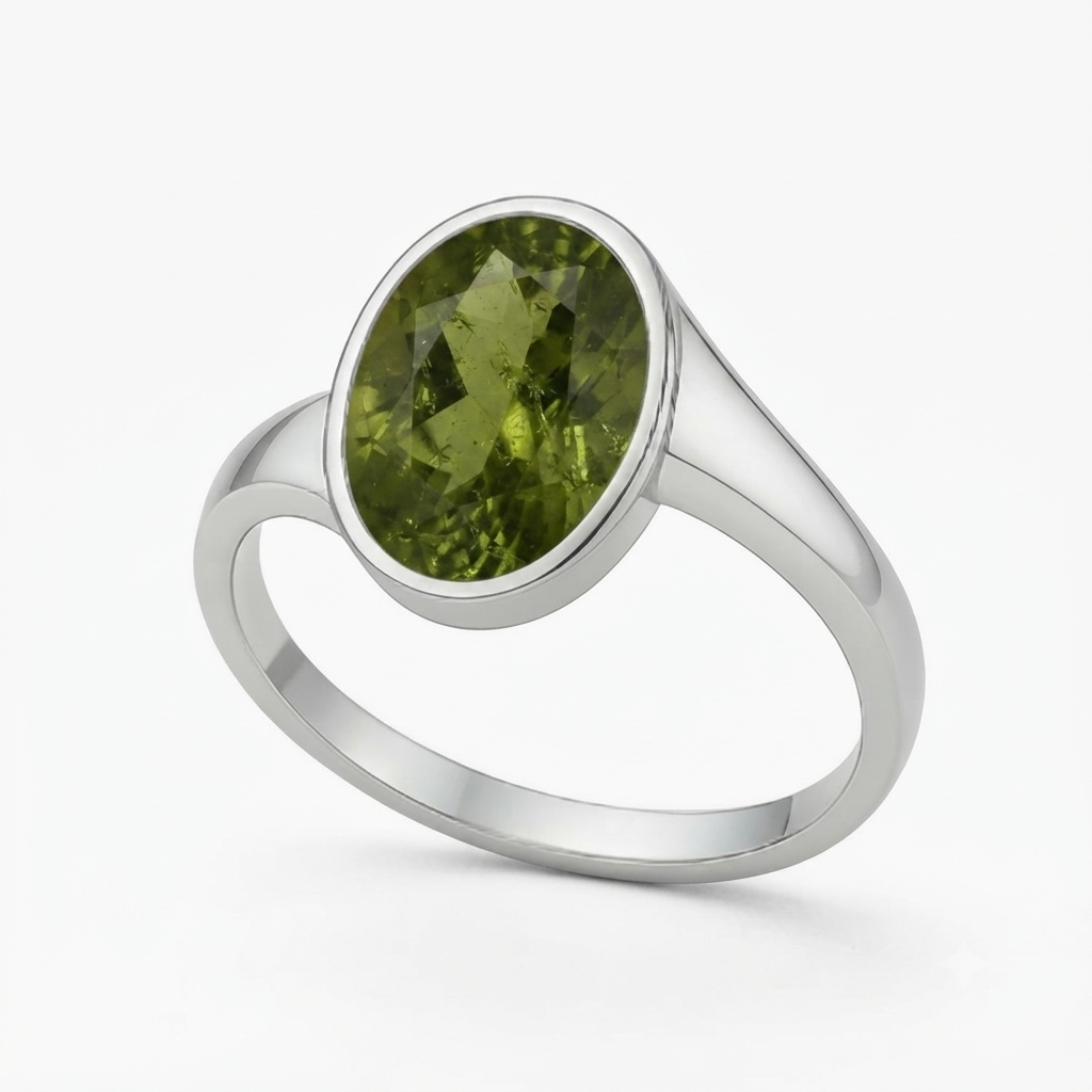 Peridot Men Ring - bezel style