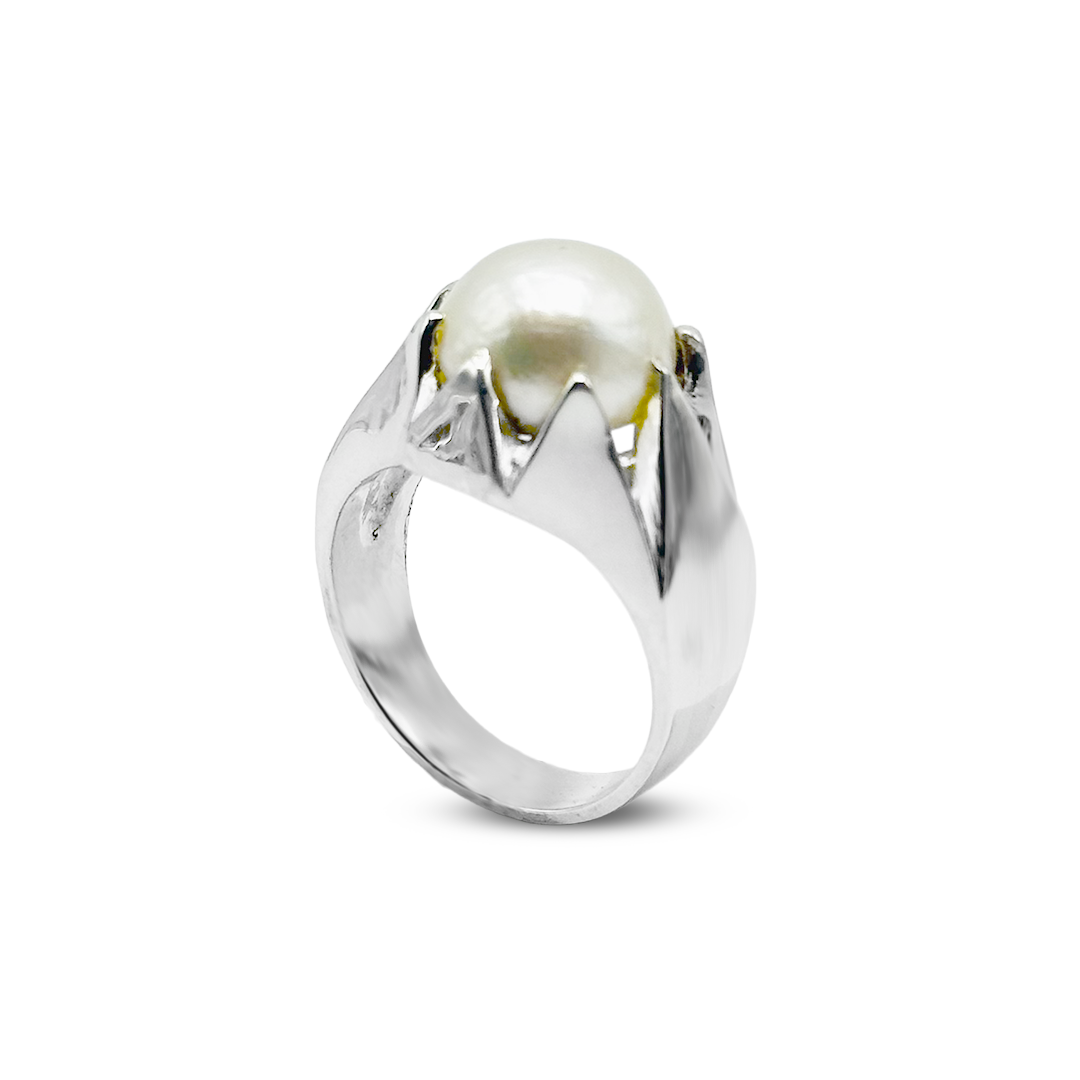 Pearl Men Ring - Rock Face Design