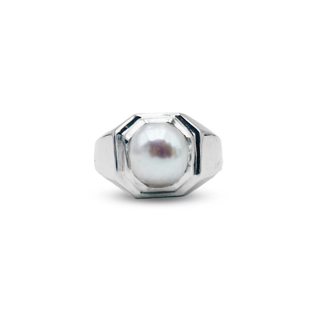 Pearl Men Ring - Hexa Corner Design