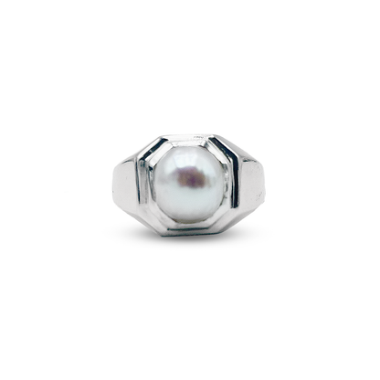 Pearl Men Ring - Hexa Corner Design