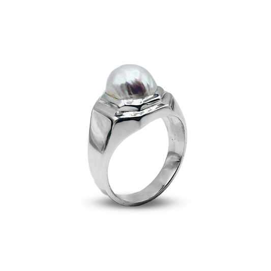 Pearl Men Ring - Hexa Corner Design