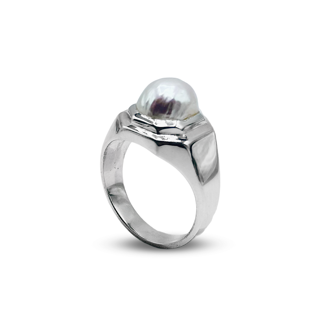 Pearl Men Ring - Hexa Corner Design