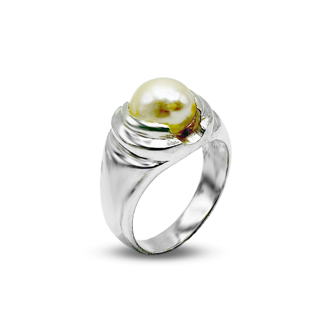 Pearl Men Ring - 2 Layer Cup Design