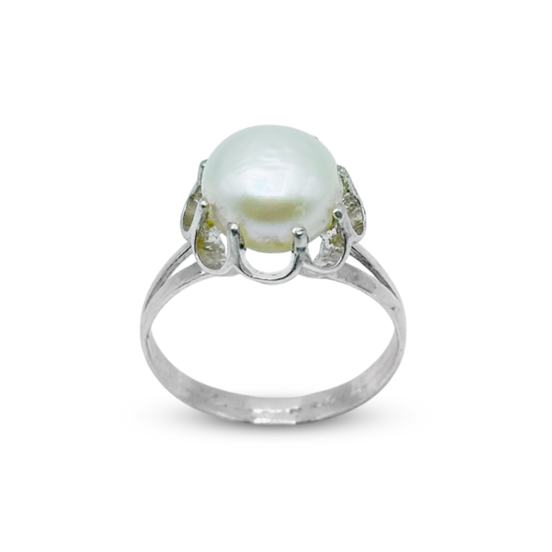 Pearl Women Ring - Flower Cup Design