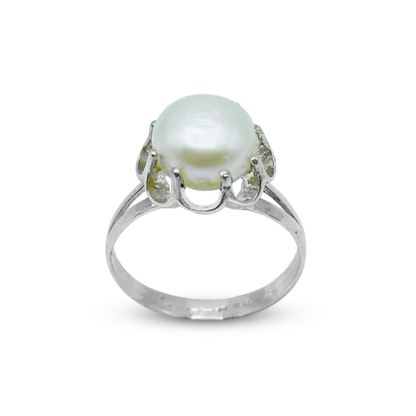 Pearl Women Ring - Flower Cup Design