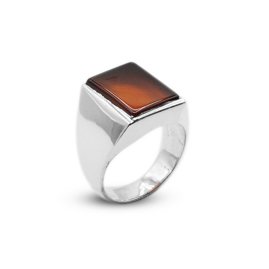 Red Agate Men Rings – Plain Rectangular Ring