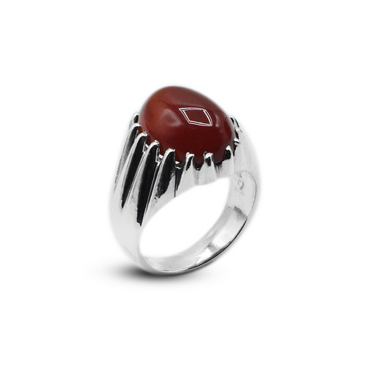 Red Agate Men Rings – Cone Ring Design