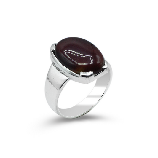 Red Agate Men Rings – Oval Plain Ring