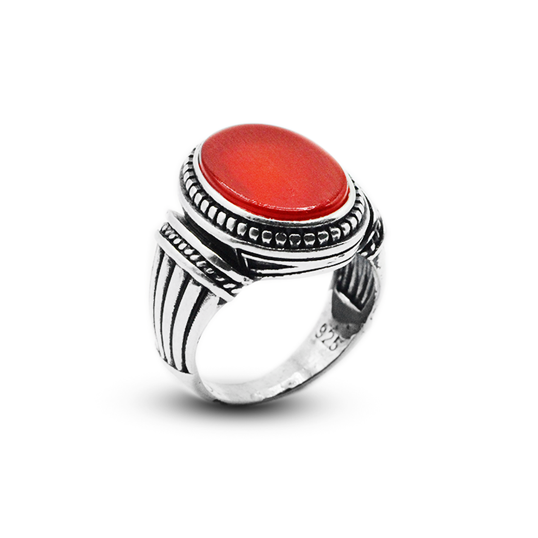 Red Agate Men Rings – Turkish Ring