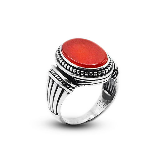 Red Agate Men Rings – Turkish Ring