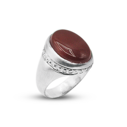 Red Agate Men Rings – Stamp Across