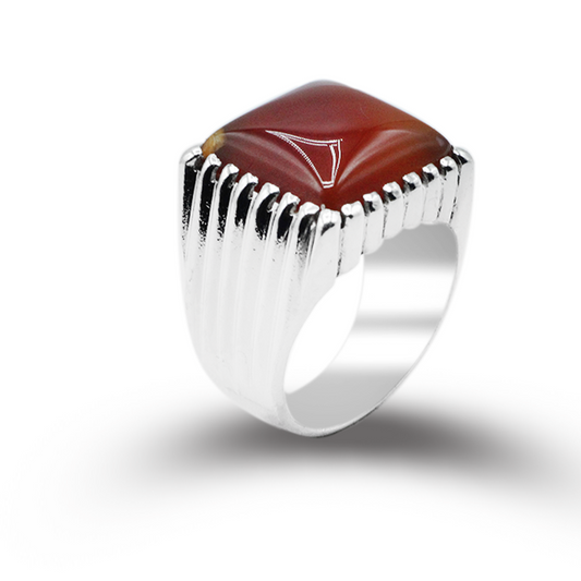 Red Agate Men Ring – Straight Line Ring