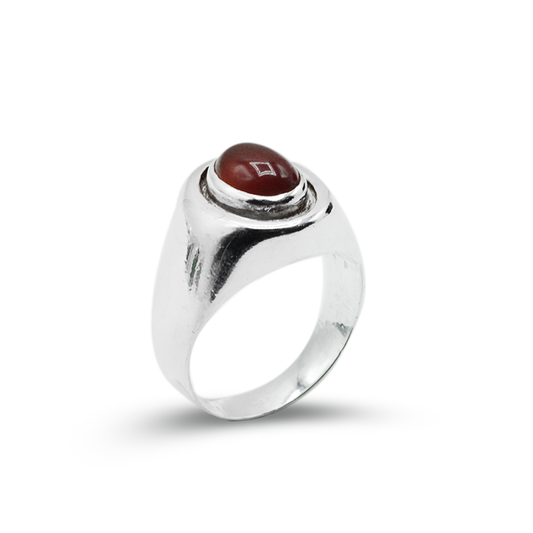 Red Agate Men Ring – Simple Segment Ring