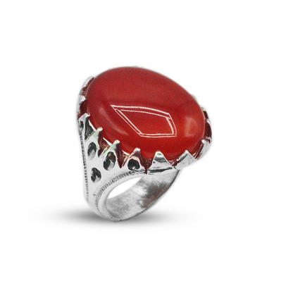 Red Agate Men Ring – Iznik Tile Design