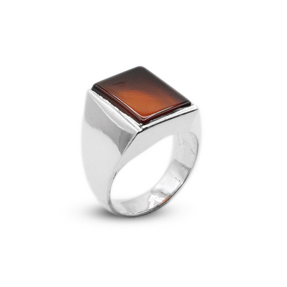 Red Agate Men Ring – Plain Band