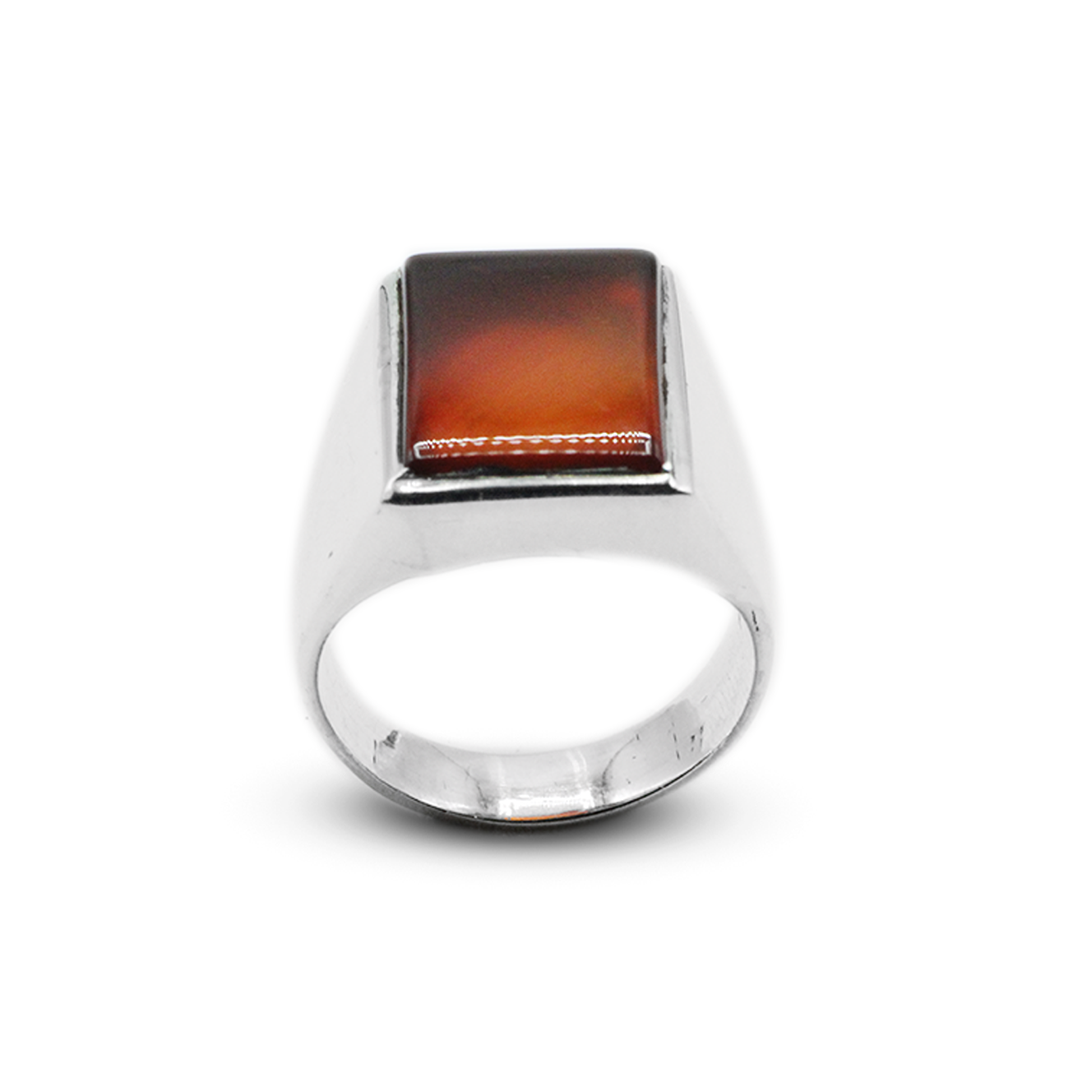 Red Agate Men Ring – Plain Band