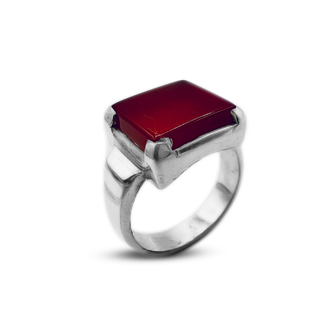 Red Agate Men Ring – Sholder Band