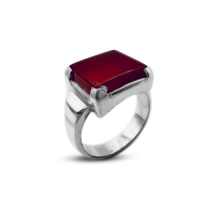 Red Agate Men Ring – Sholder Band