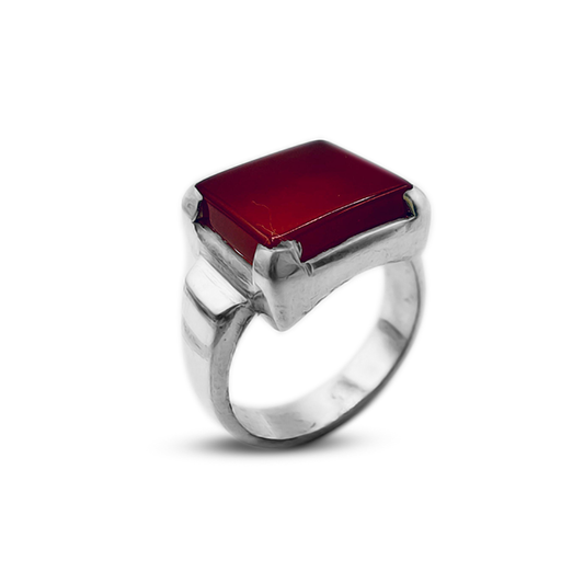 Red Agate Men Ring – Sholder Band