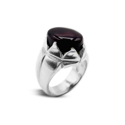Red Agate Men Ring – Rock Frame Band