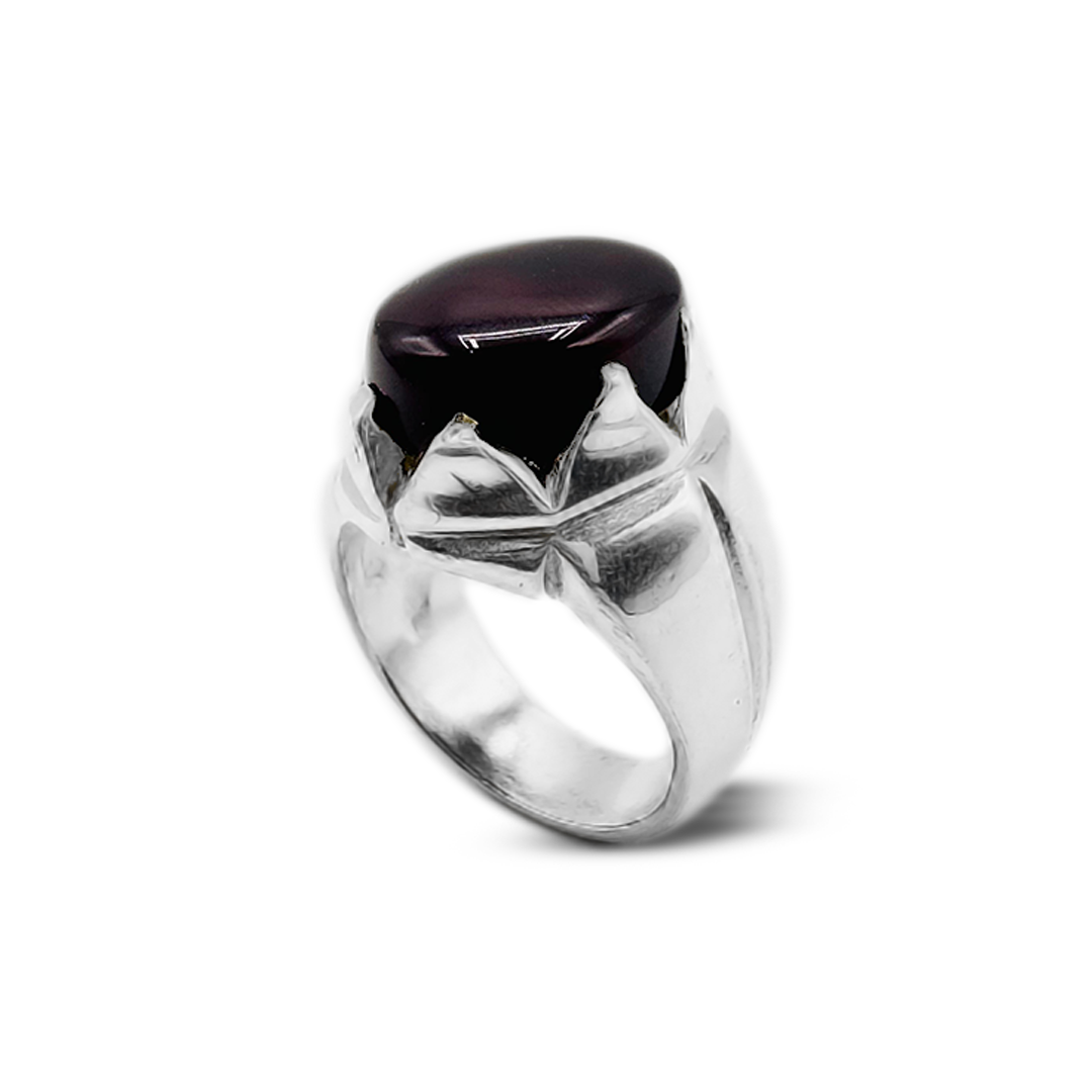 Red Agate Men Ring – Rock Frame Band