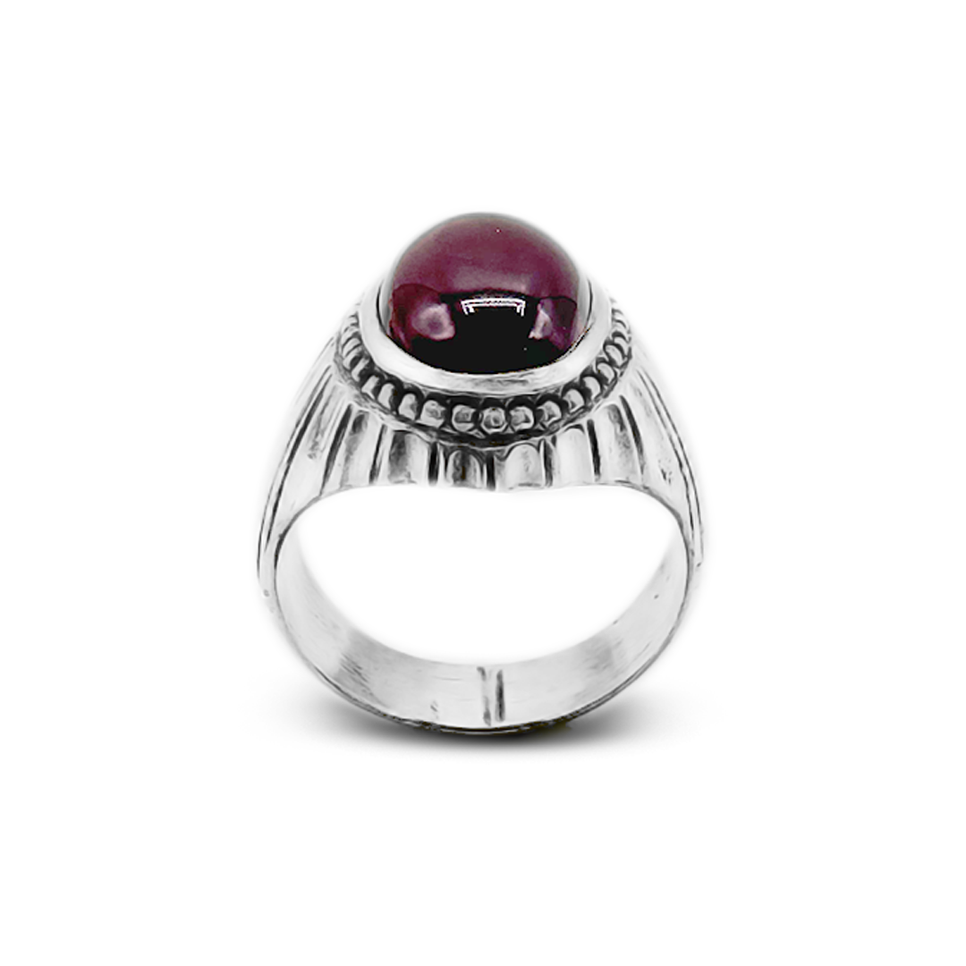 Red Agate Men Ring – Strip Fall Ring