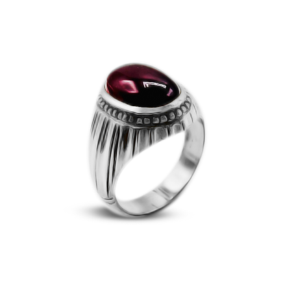 Red Agate Men Ring – Strip Fall Ring