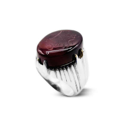 Red Agate Men Ring – Double Grip Design
