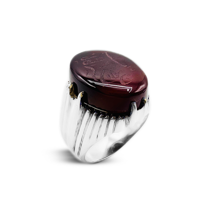 Red Agate Men Ring – Double Grip Design