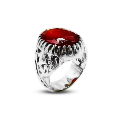 Red Agate Men Ring – Hussain A.S Band Design