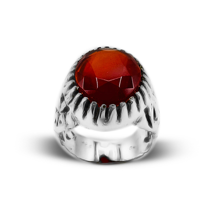 Red Agate Men Ring – Hussain A.S Band Design