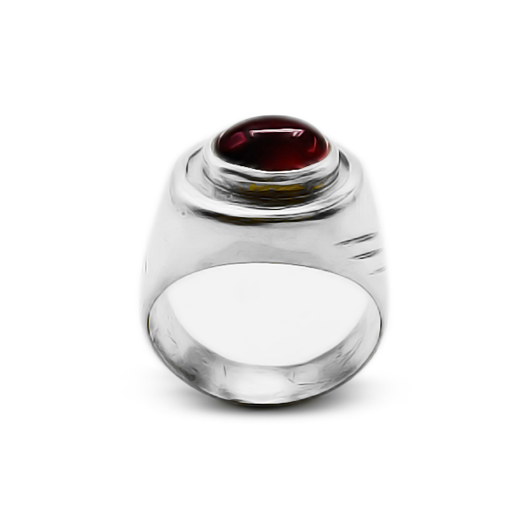 Red Agate Men Ring – Cat Nail Sketch Band
