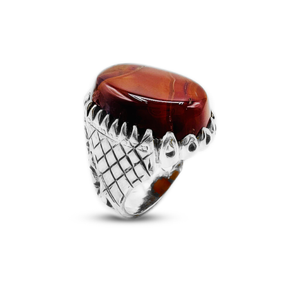 Red Agate Men Ring – Turkish Ottoman Ring