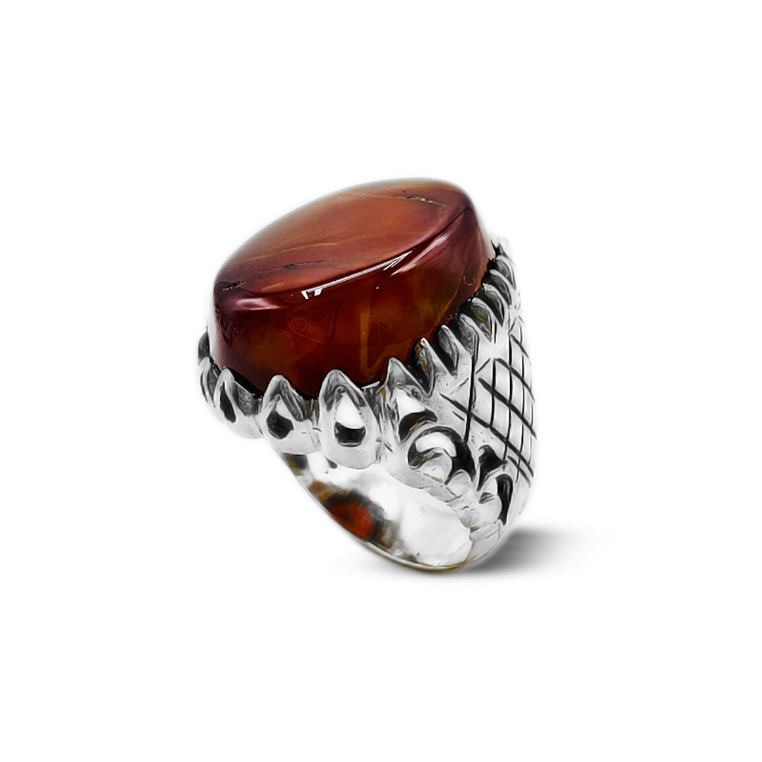 Red Agate Men Ring – Turkish Ottoman Ring