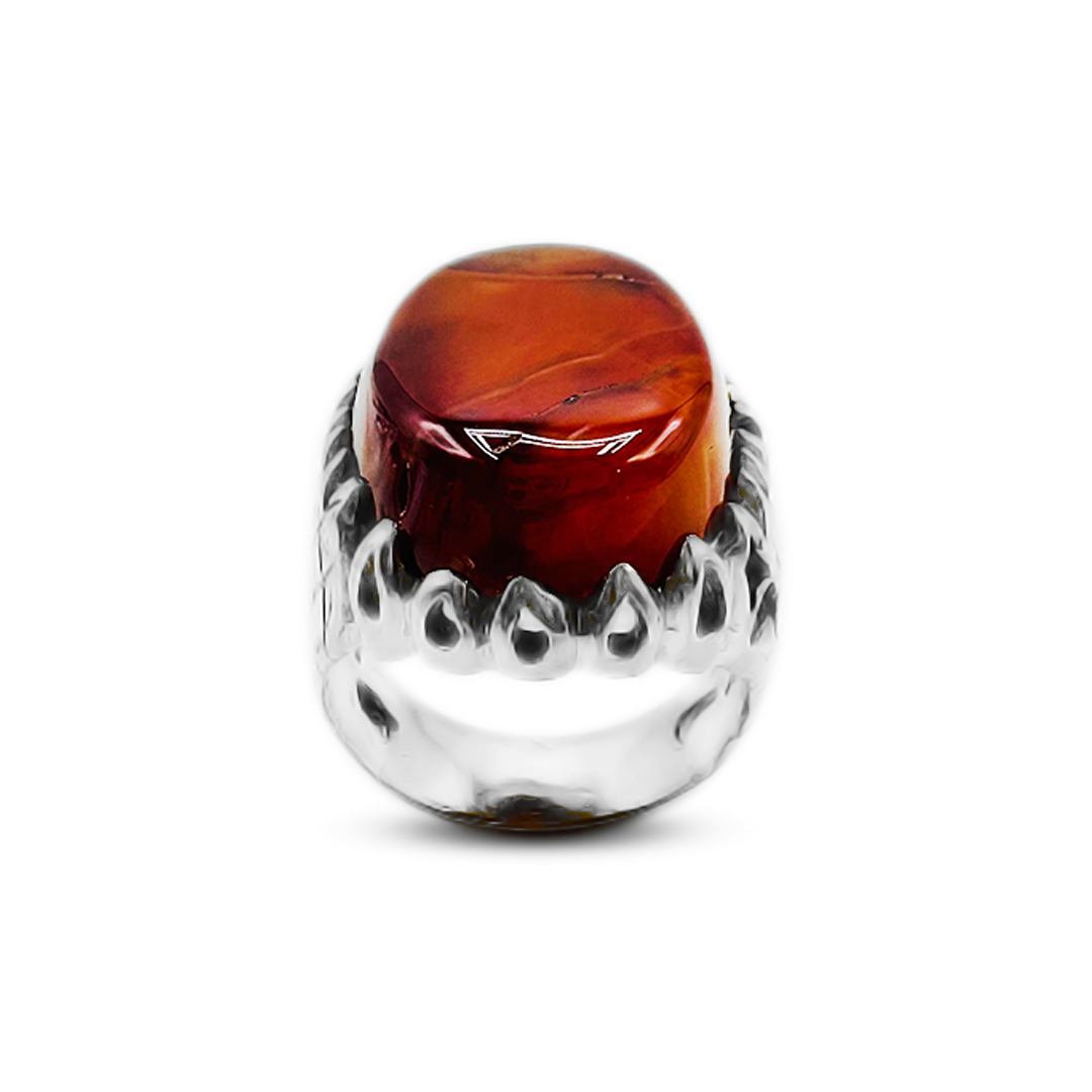 Red Agate Men Ring – Turkish Ottoman Ring