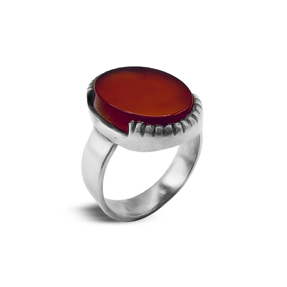 Red Agate Men Ring – Half Grip Band