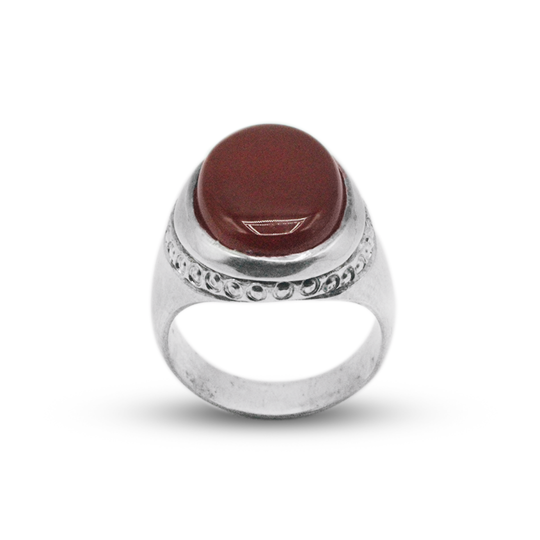 Red Agate Men Rings – Stamp Across