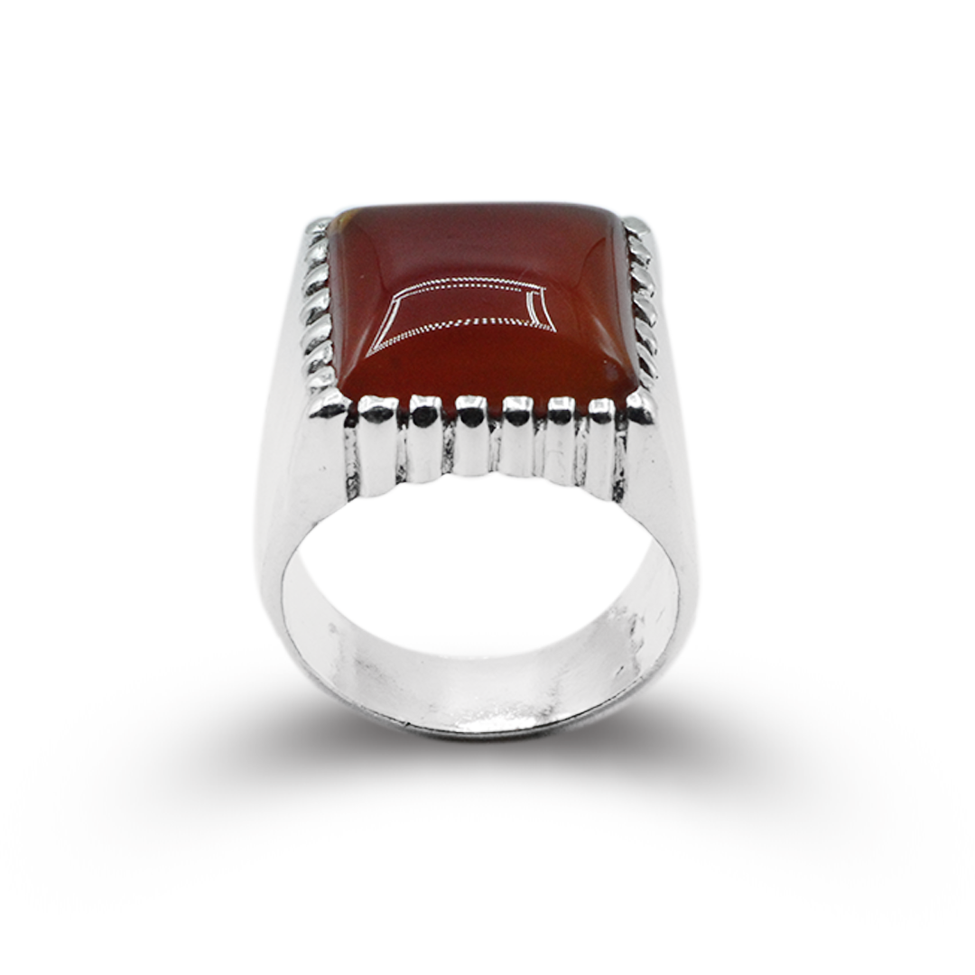 Red Agate Men Ring – Straight Line Ring