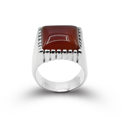 Red Agate Men Ring – Straight Line Ring