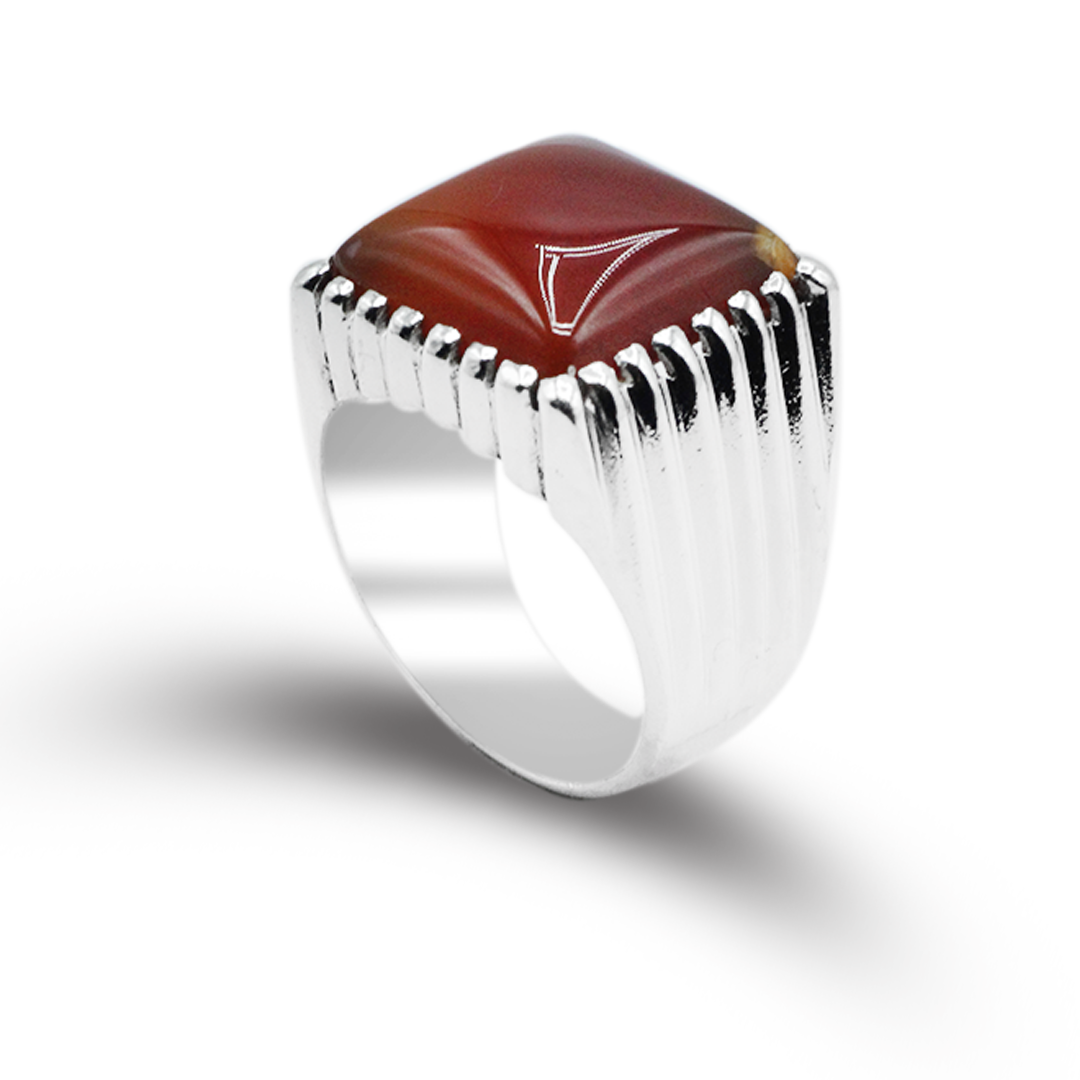 Red Agate Men Ring – Straight Line Ring