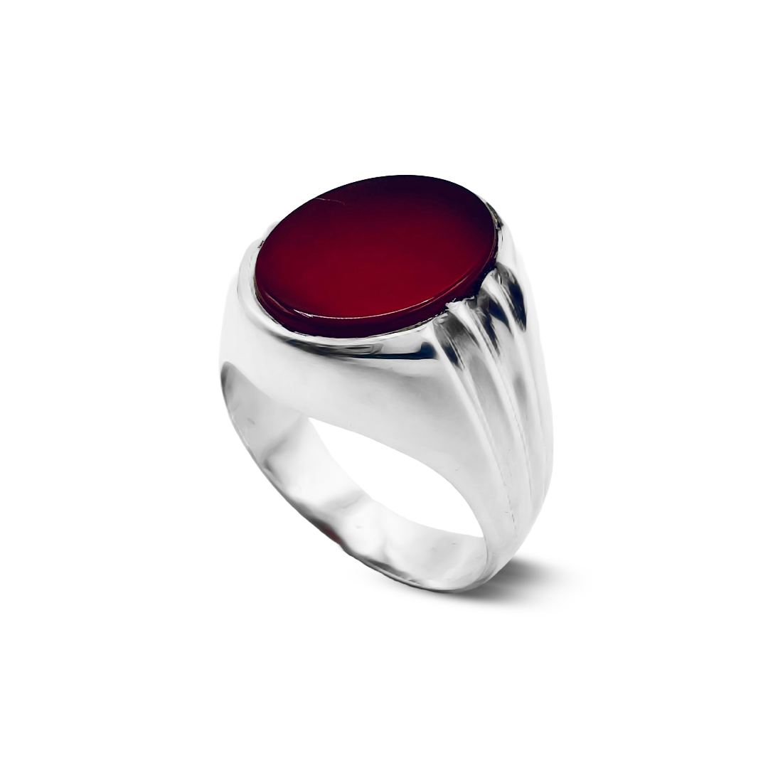 Red Agate Men Ring – Tulip Ring