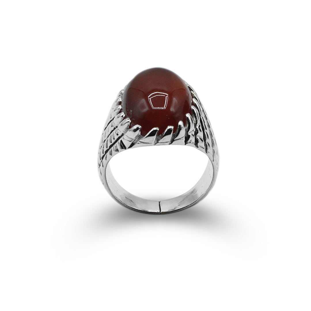 Red Agate Men Ring – Line Over