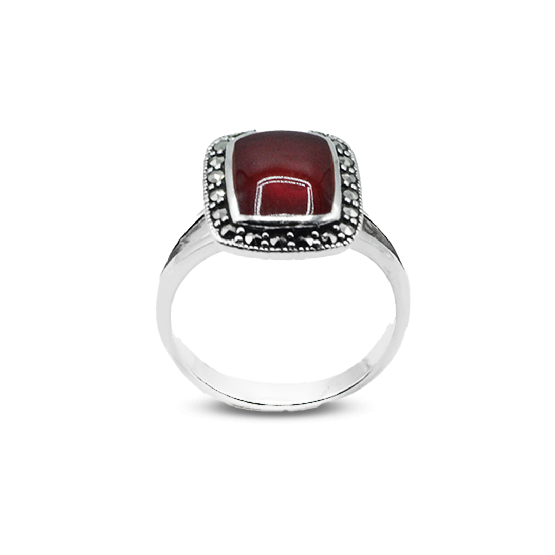 Red Agate Women Ring – Stain Face Ring